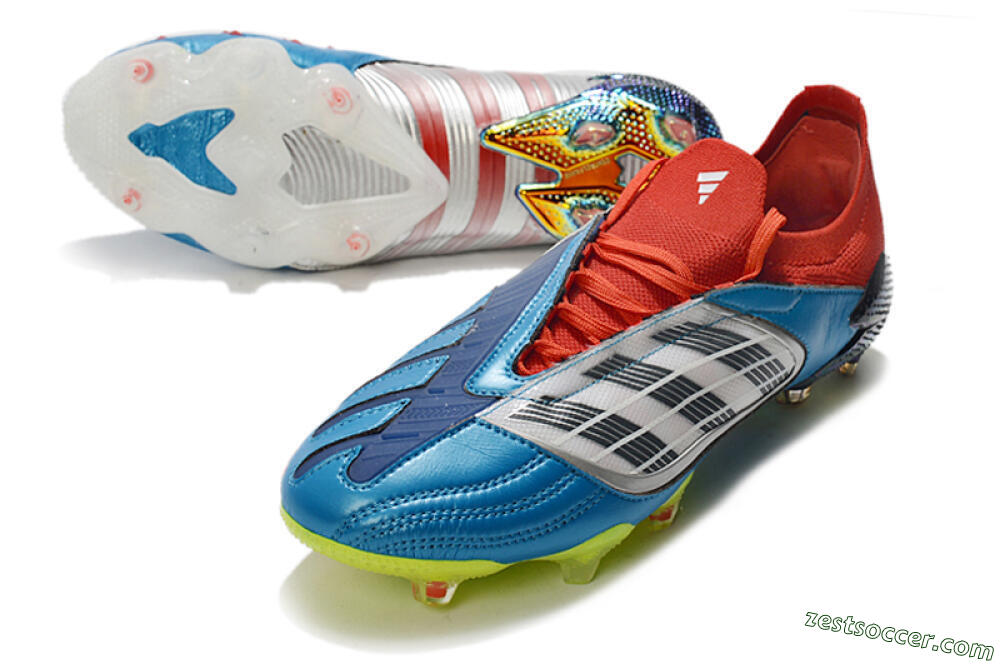 Adidas Predator Archive Limited Edition FG Low-Tops Soccer Cleats - Blue/Silver/Red/Yellow 3