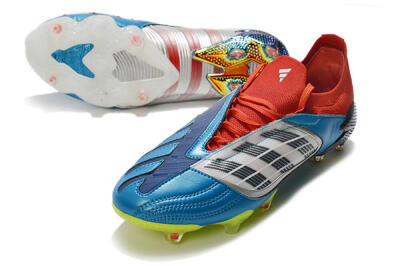 Adidas Predator Archive Limited Edition FG Low-Tops Soccer Cleats - Blue/Silver/Red/Yellow