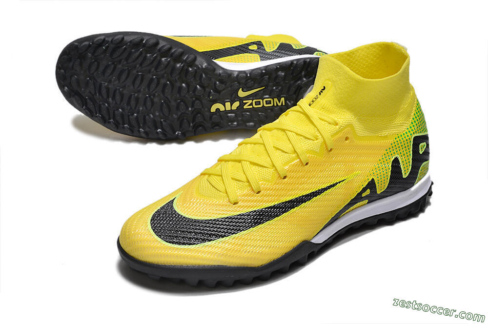 Nike Air Zoom Mercurial Superfly 9 Elite TF High-Tops Soccer Shoes - Yellow/Black/White 3