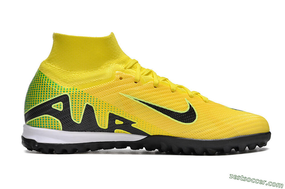 Nike Air Zoom Mercurial Superfly 9 Elite TF High-Tops Soccer Shoes - Yellow/Black/White 5