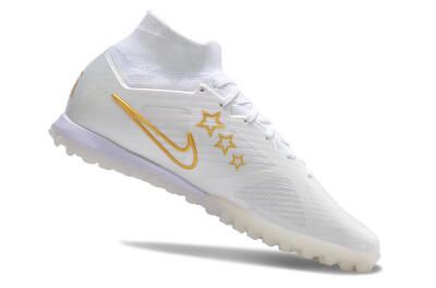 Nike Air Zoom Mercurial Superfly 9 Elite TF High-Tops Soccer Shoes - White/Gold/Blue