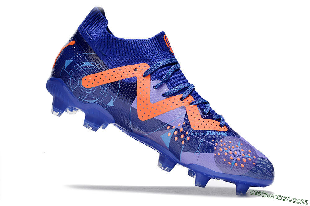 Puma Future Ultimate FG Low-Tops Soccer Cleats - Blue/Orange 4
