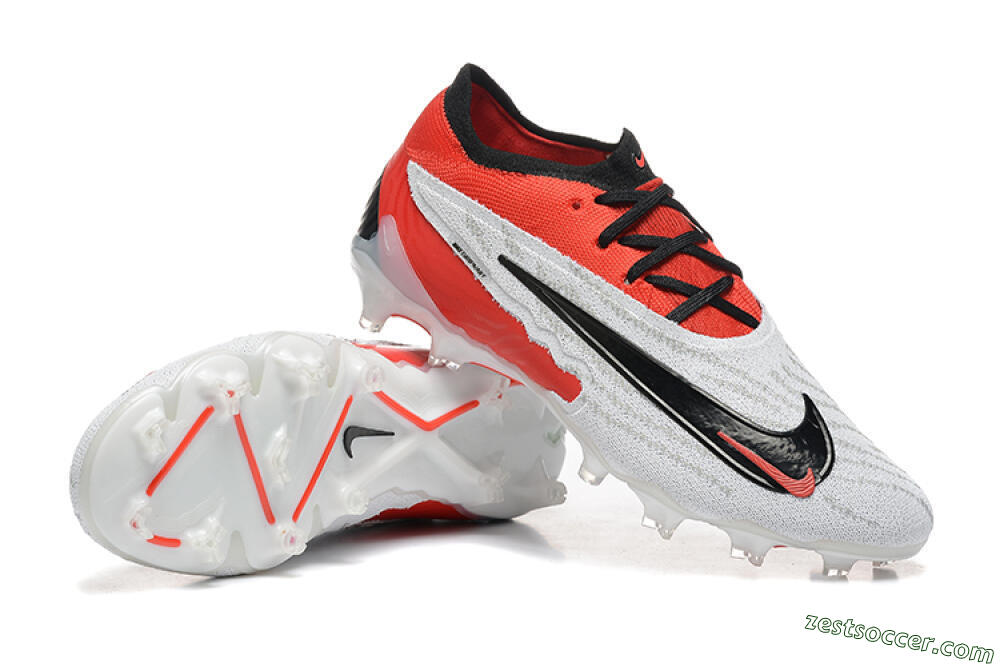 Nike Phantom GX Elite FG Low-Tops Soccer Cleats - White/Red/Black 4