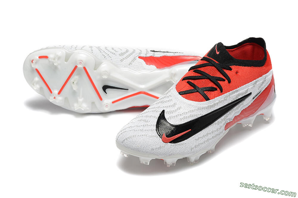 Nike Phantom GX Elite FG Low-Tops Soccer Cleats - White/Red/Black 3