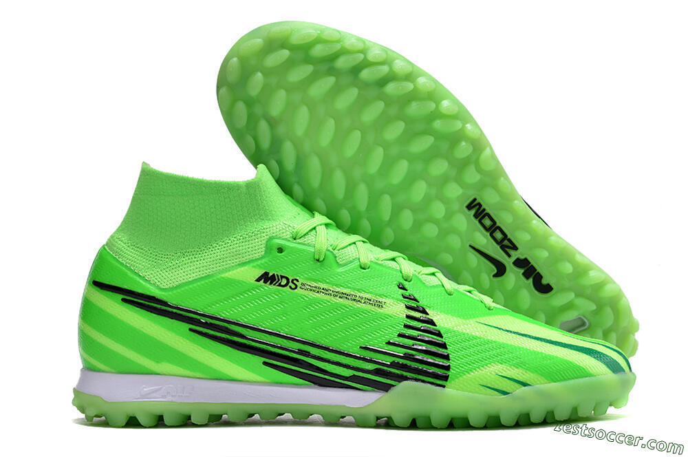 Nike Air Zoom Mercurial Superfly 9 Elite TF High-Tops Soccer Shoes - Green/Black/Whtie 0