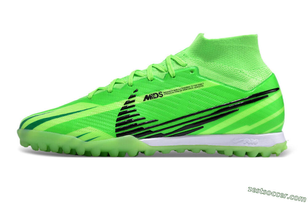 Nike Air Zoom Mercurial Superfly 9 Elite TF High-Tops Soccer Shoes - Green/Black/Whtie 2