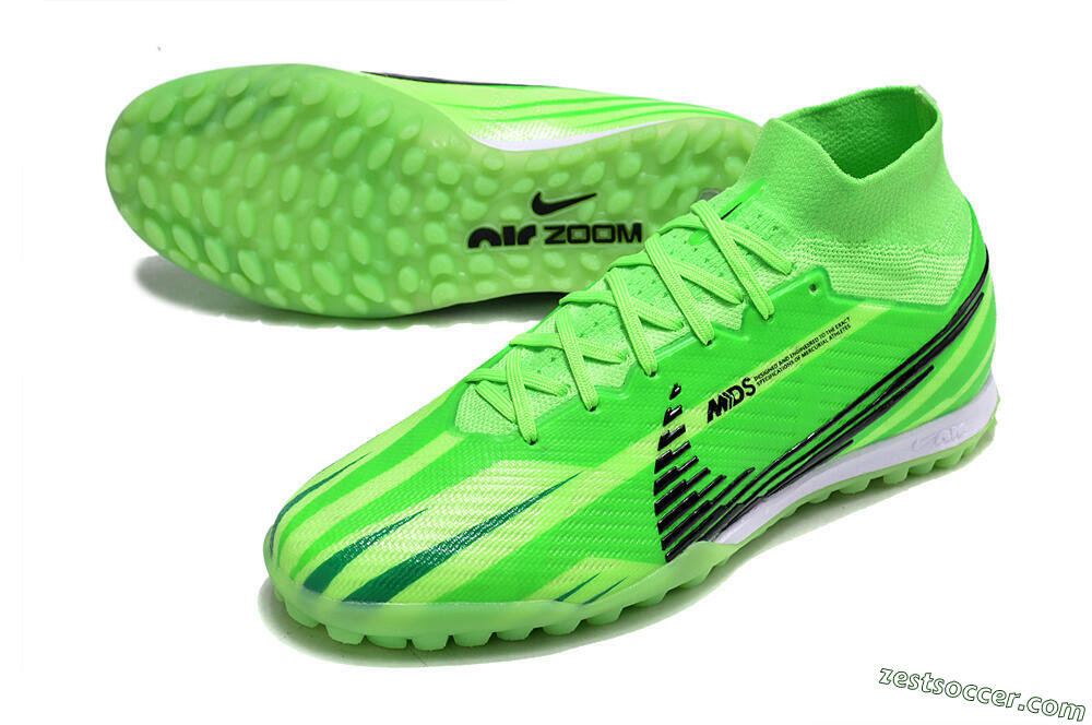 Nike Air Zoom Mercurial Superfly 9 Elite TF High-Tops Soccer Shoes - Green/Black/Whtie 3