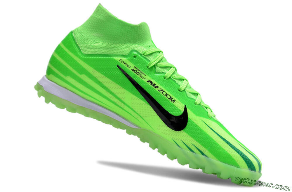 Nike Air Zoom Mercurial Superfly 9 Elite TF High-Tops Soccer Shoes - Green/Black/Whtie 4