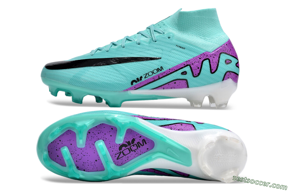 Nike Air Zoom Mercurial Superfly 9 Elite FG High-Tops Soccer Cleats - Blue/Black/Purple 1