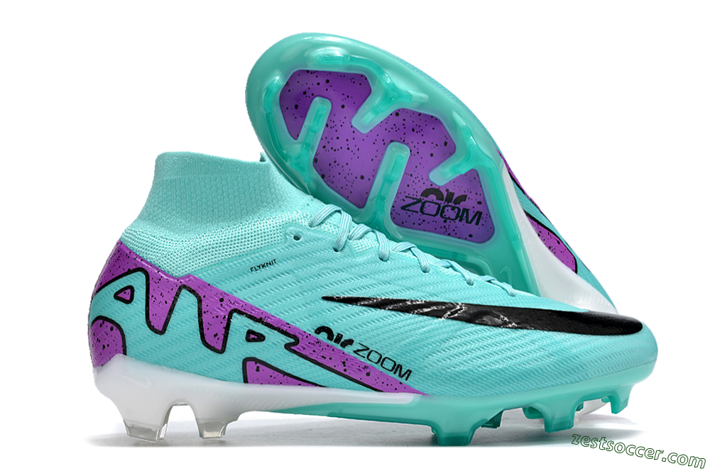 Nike Air Zoom Mercurial Superfly 9 Elite FG High-Tops Soccer Cleats - Blue/Black/Purple 0