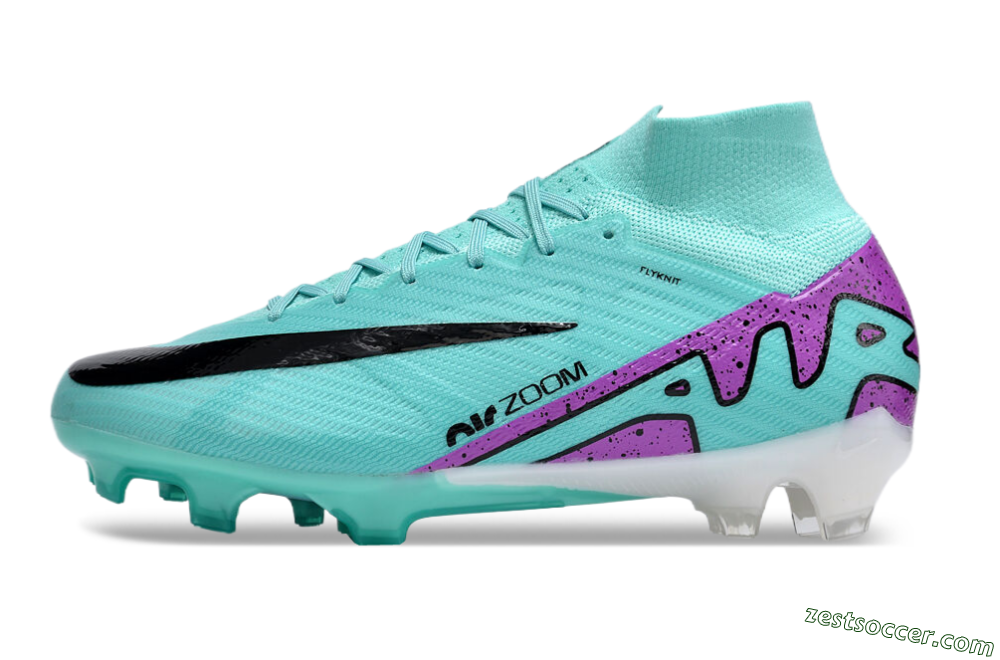 Nike Air Zoom Mercurial Superfly 9 Elite FG High-Tops Soccer Cleats - Blue/Black/Purple 2