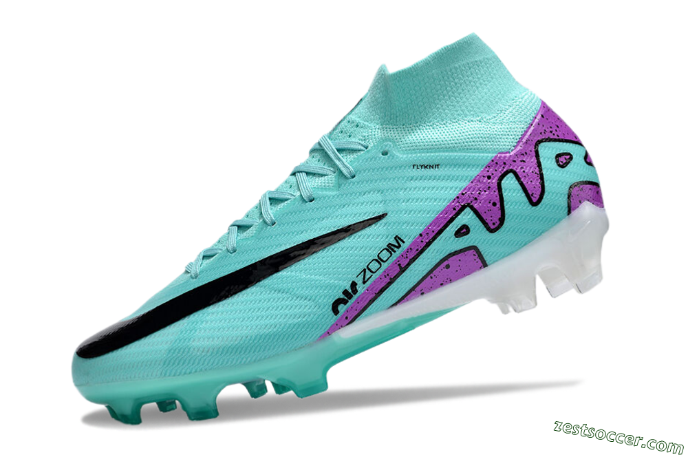 Nike Air Zoom Mercurial Superfly 9 Elite FG High-Tops Soccer Cleats - Blue/Black/Purple 5