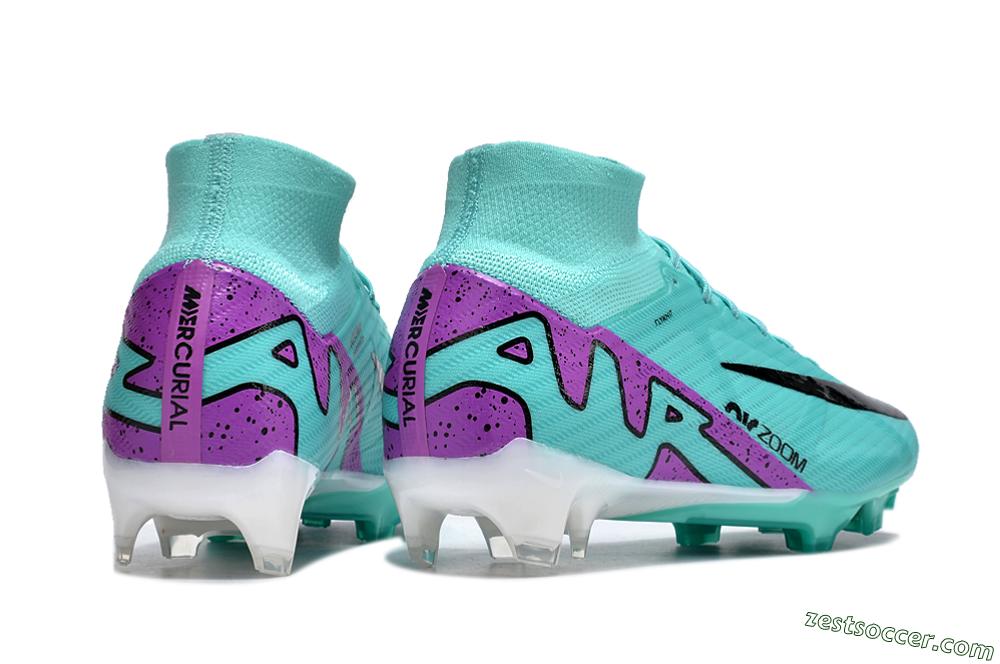 Nike Air Zoom Mercurial Superfly 9 Elite FG High-Tops Soccer Cleats - Blue/Black/Purple 6