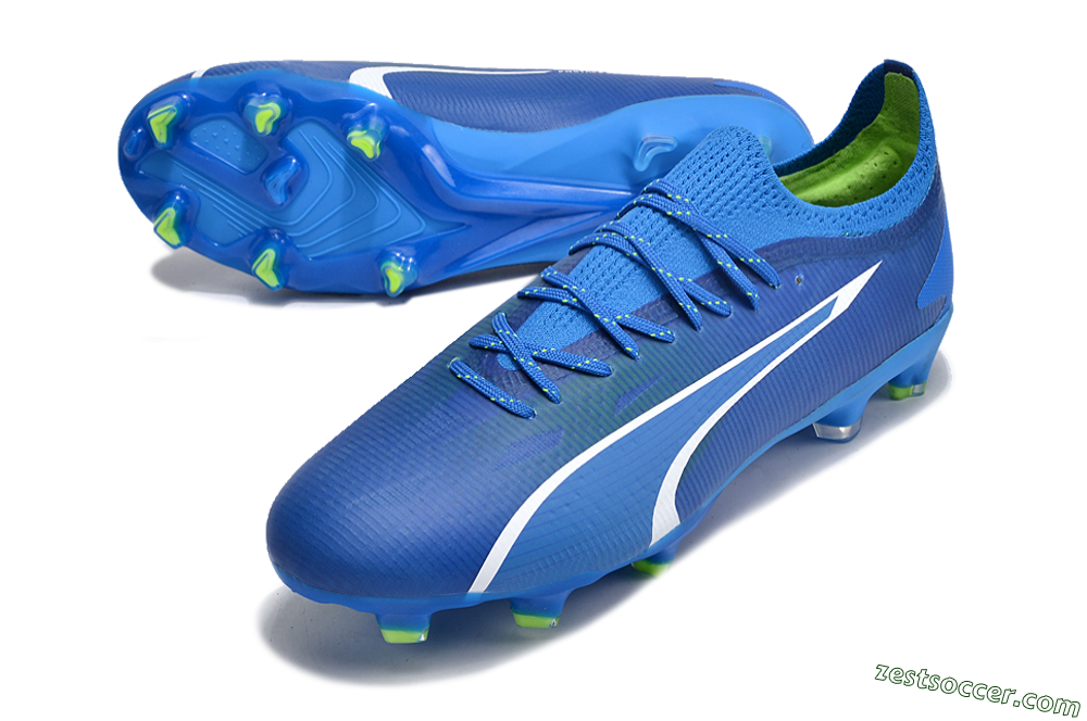 Puma Ultra Ultimate FG Low-Tops Soccer Cleats - Blue/White/Yellow 3
