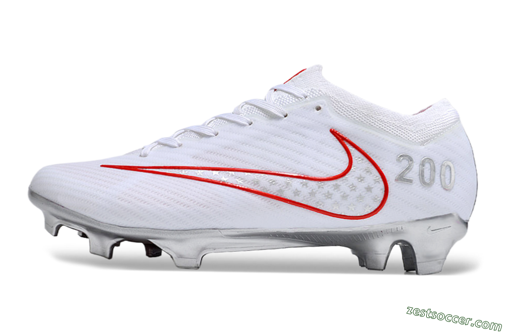 Nike Air Zoom Mercurial Vapor 15 Elite FG Low-Tops Soccer Cleats - White/Red/Silver 2