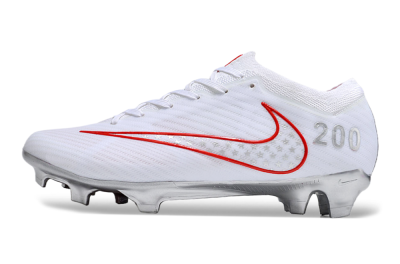 Nike Air Zoom Mercurial Vapor 15 Elite FG Low-Tops Soccer Cleats - White/Red/Silver