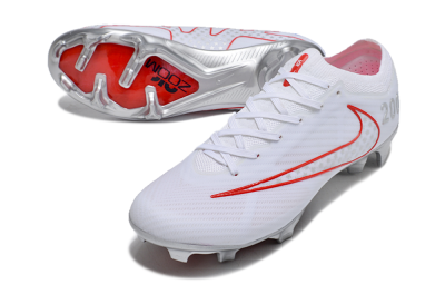 Nike Air Zoom Mercurial Vapor 15 Elite FG Low-Tops Soccer Cleats - White/Red/Silver