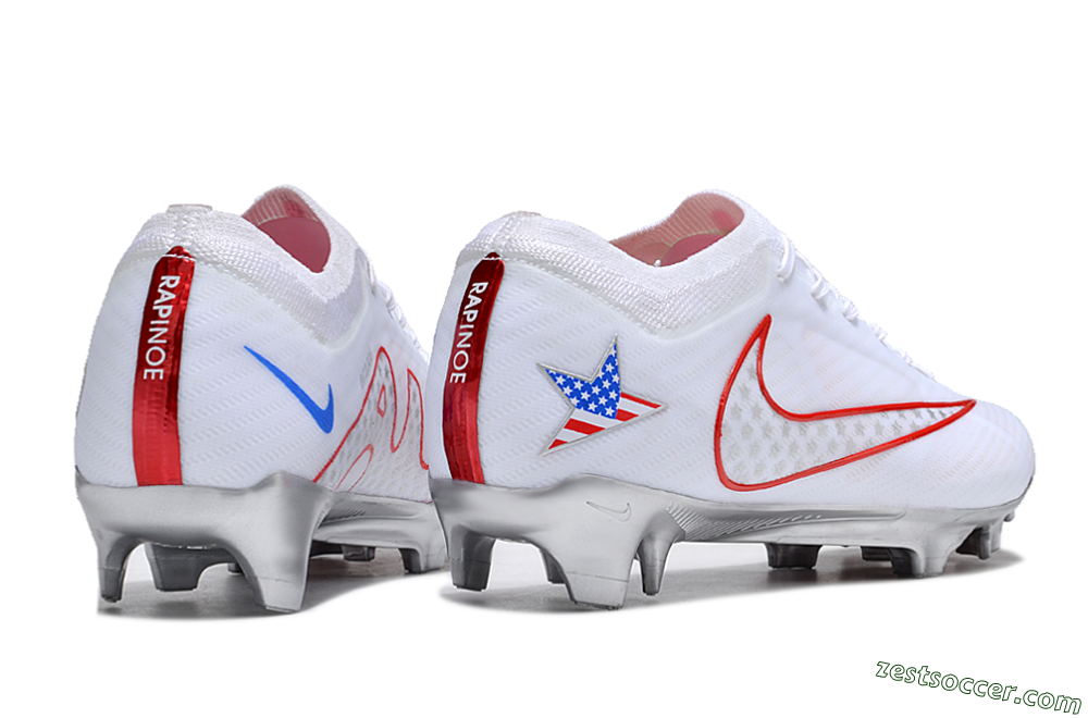 Nike Air Zoom Mercurial Vapor 15 Elite FG Low-Tops Soccer Cleats - White/Red/Silver 6