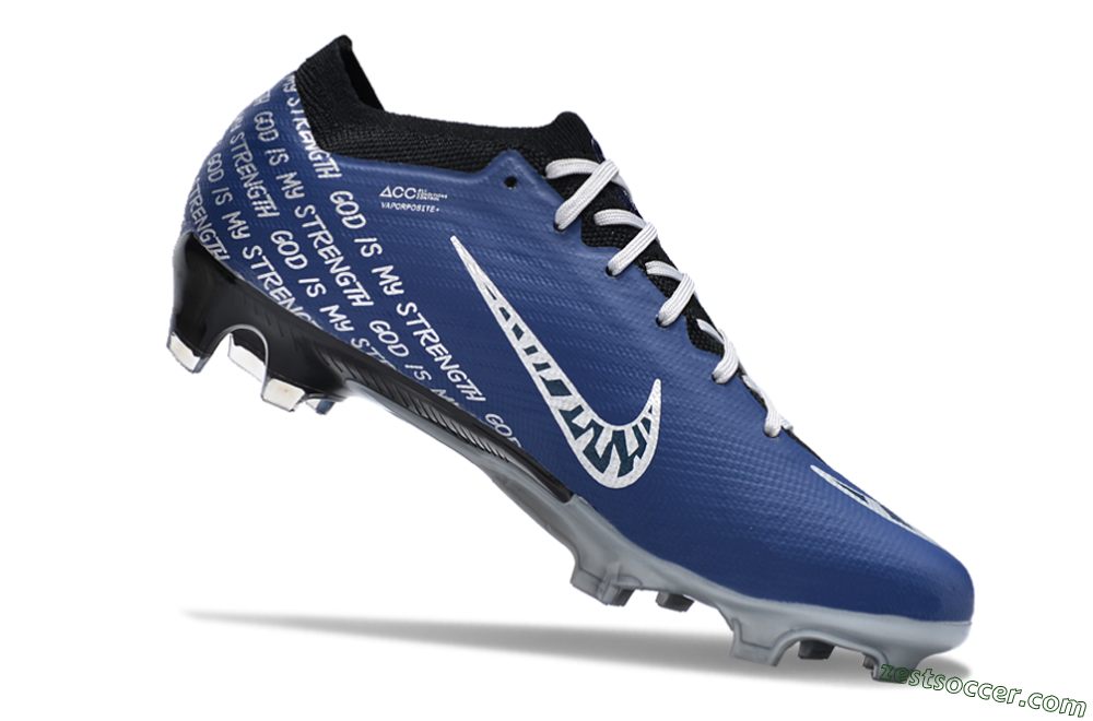Nike Air Zoom Mercurial Vapor 15 Elite FG Low-Tops Soccer Cleats - Blue/Black/Silver 4