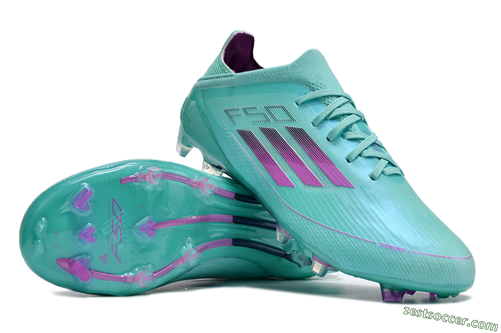 Adidas F50 Adizero FG Low-Tops Soccer Cleats - Jade/Purple/Blue 3