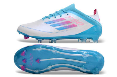 Adidas F50 Adizero FG Low-Tops Soccer Cleats - White/Blue/Pink