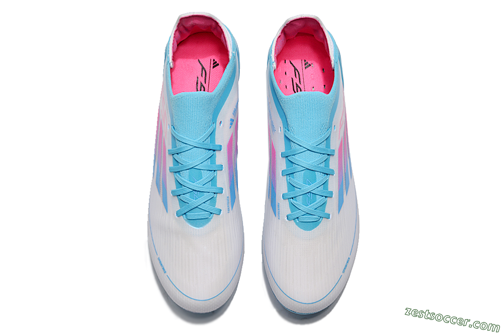 Adidas F50 Adizero FG Low-Tops Soccer Cleats - White/Blue/Pink 4