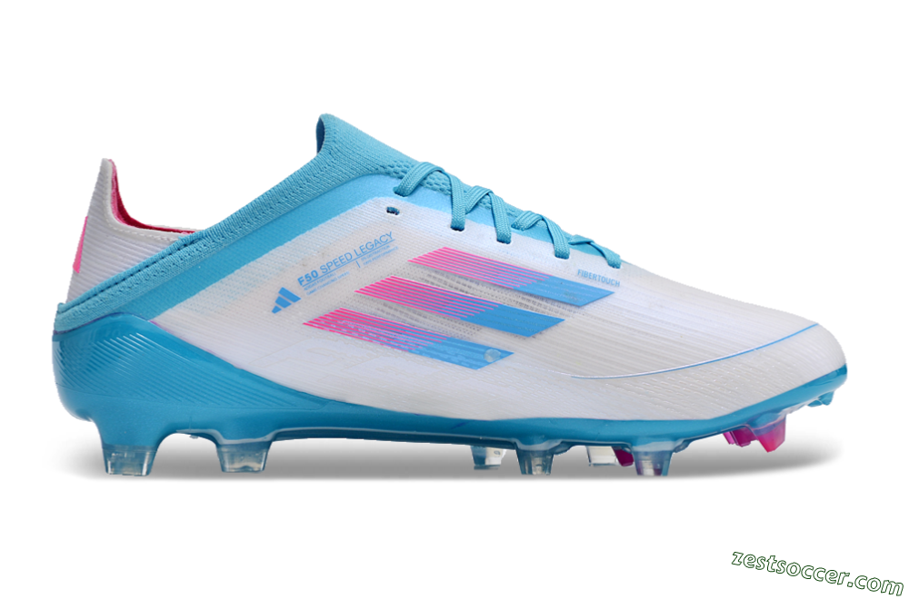 Adidas F50 Adizero FG Low-Tops Soccer Cleats - White/Blue/Pink 7