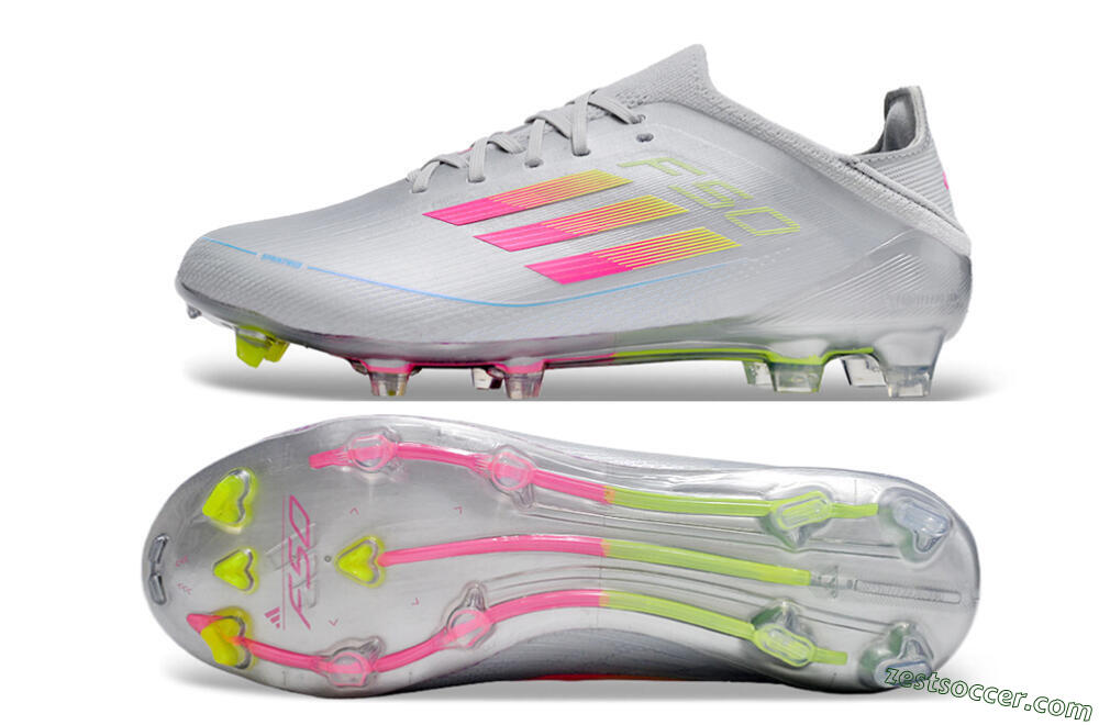 Adidas F50 Adizero FG Low-Tops Soccer Cleats - Silver/Yellow/Pink 1
