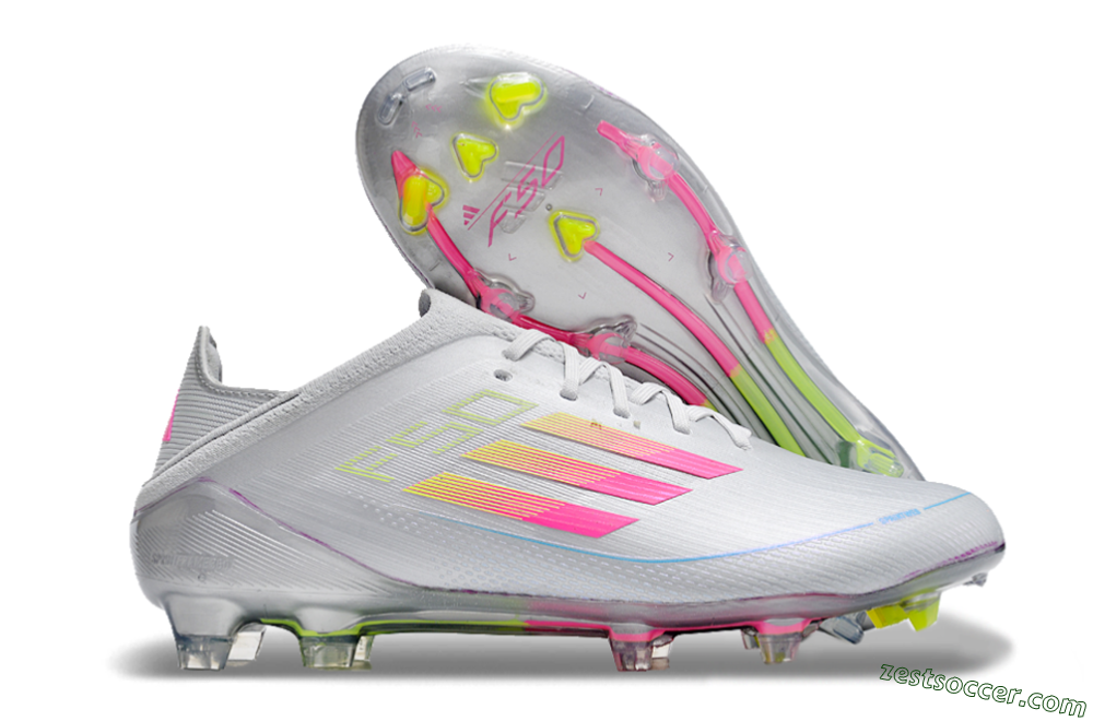 Adidas F50 Adizero FG Low-Tops Soccer Cleats - Silver/Yellow/Pink 0
