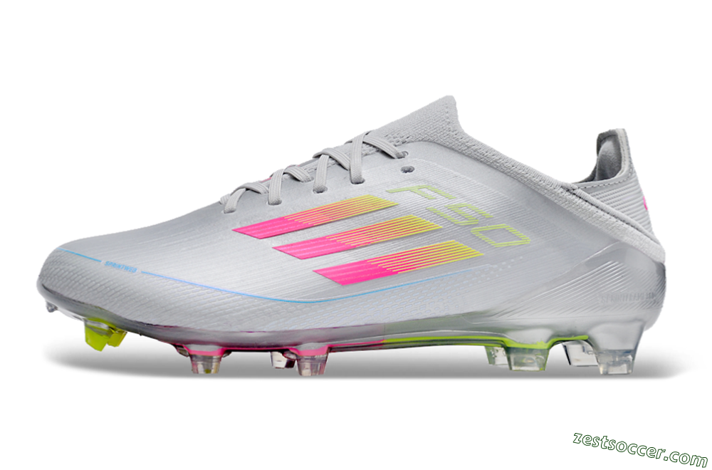 Adidas F50 Adizero FG Low-Tops Soccer Cleats - Silver/Yellow/Pink 2