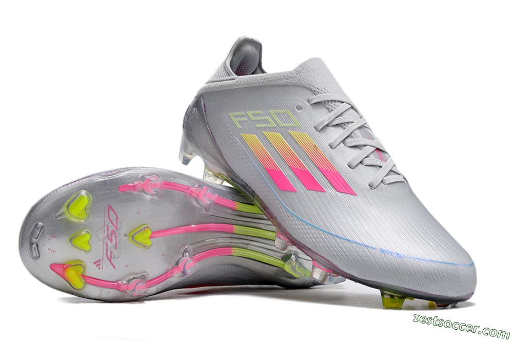 Adidas F50 Adizero FG Low-Tops Soccer Cleats - Silver/Yellow/Pink 3