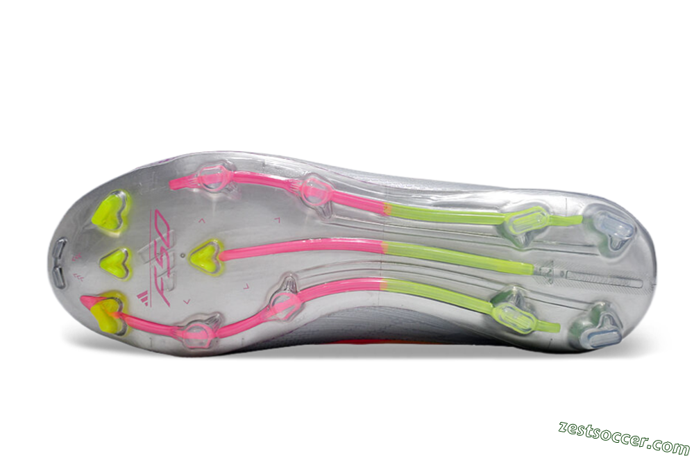 Adidas F50 Adizero FG Low-Tops Soccer Cleats - Silver/Yellow/Pink 6