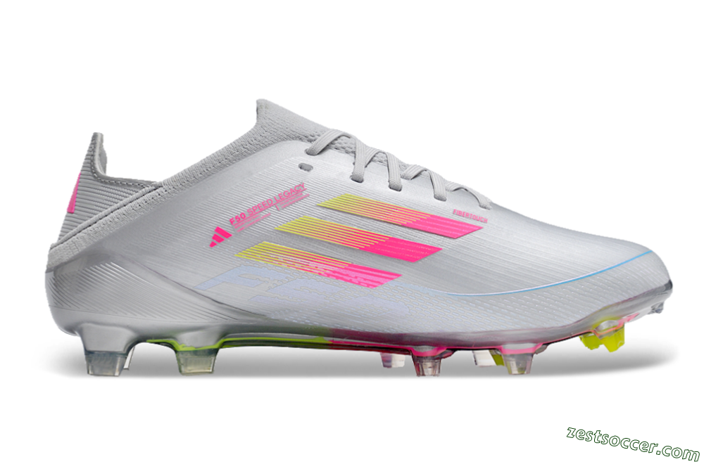 Adidas F50 Adizero FG Low-Tops Soccer Cleats - Silver/Yellow/Pink 7