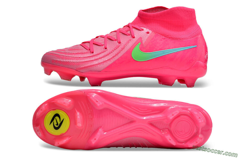 Nike Phantom Luna Elite NU FG High-Tops Soccer Cleats - Pink/Yellow/Jade 1