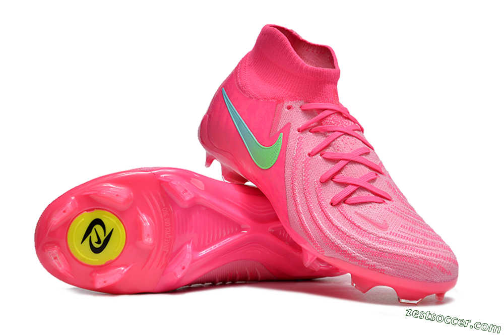 Nike Phantom Luna Elite NU FG High-Tops Soccer Cleats - Pink/Yellow/Jade 3