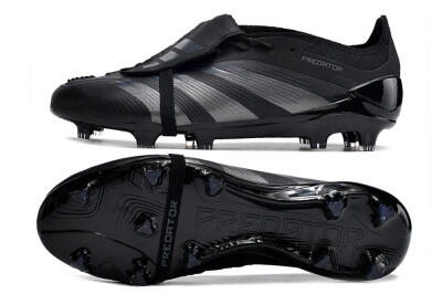 Adidas Predator Elite Foldover Tongue FG Low-Tops Soccer Cleats - Black/Silver/Blue