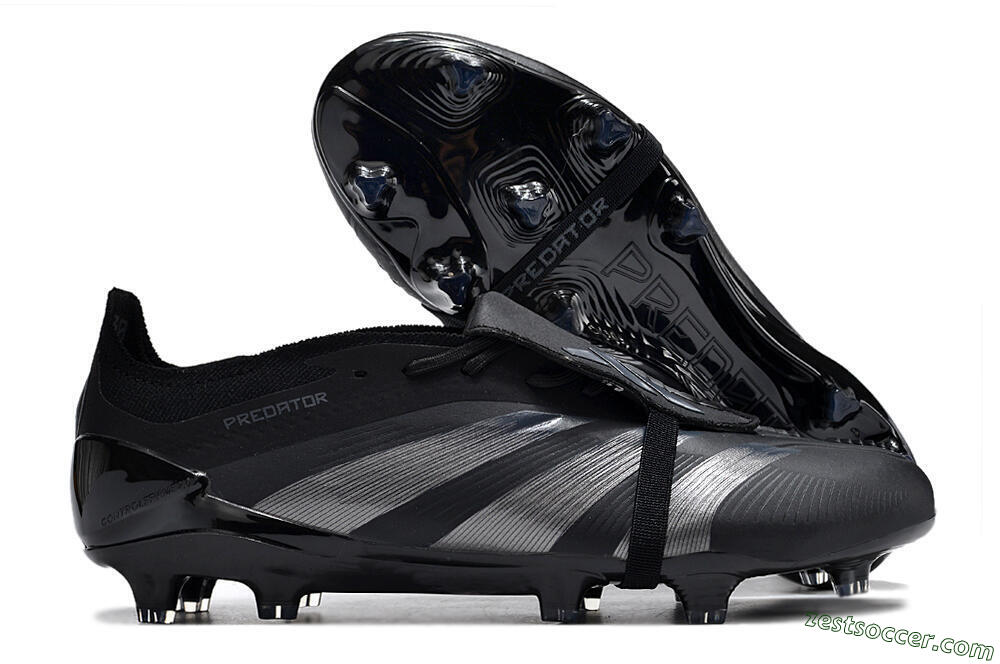 Adidas Predator Elite Foldover Tongue FG Low-Tops Soccer Cleats - Black/Silver/Blue 0