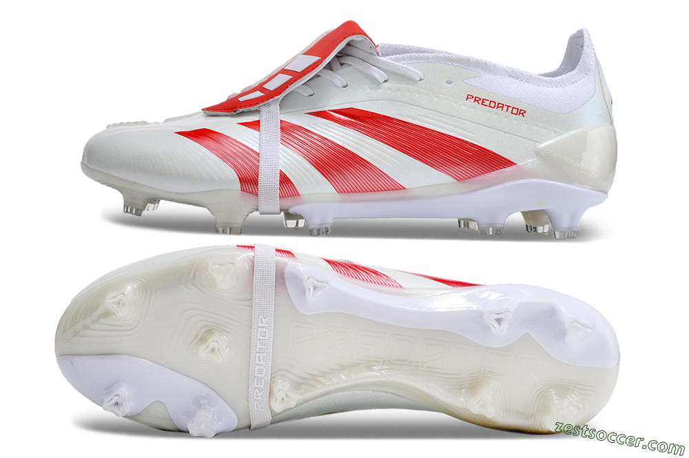 Adidas Predator Elite Foldover Tongue FG Low-Tops Soccer Cleats - Beige/Red/White 1