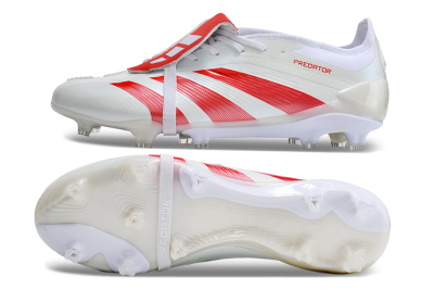 Adidas Predator Elite Foldover Tongue FG Low-Tops Soccer Cleats - Beige/Red/White