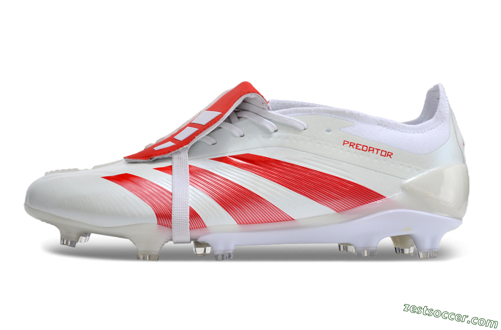 Adidas Predator Elite Foldover Tongue FG Low-Tops Soccer Cleats - Beige/Red/White 2