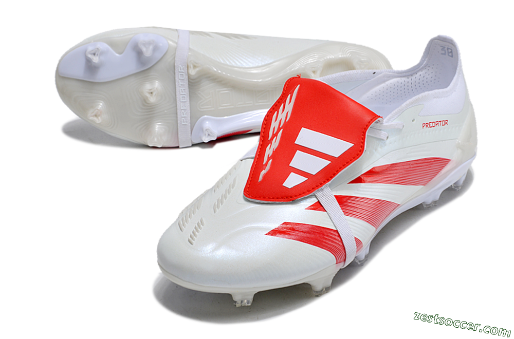 Adidas Predator Elite Foldover Tongue FG Low-Tops Soccer Cleats - Beige/Red/White 3
