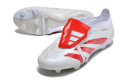 Adidas Predator Elite Foldover Tongue FG Low-Tops Soccer Cleats - Beige/Red/White