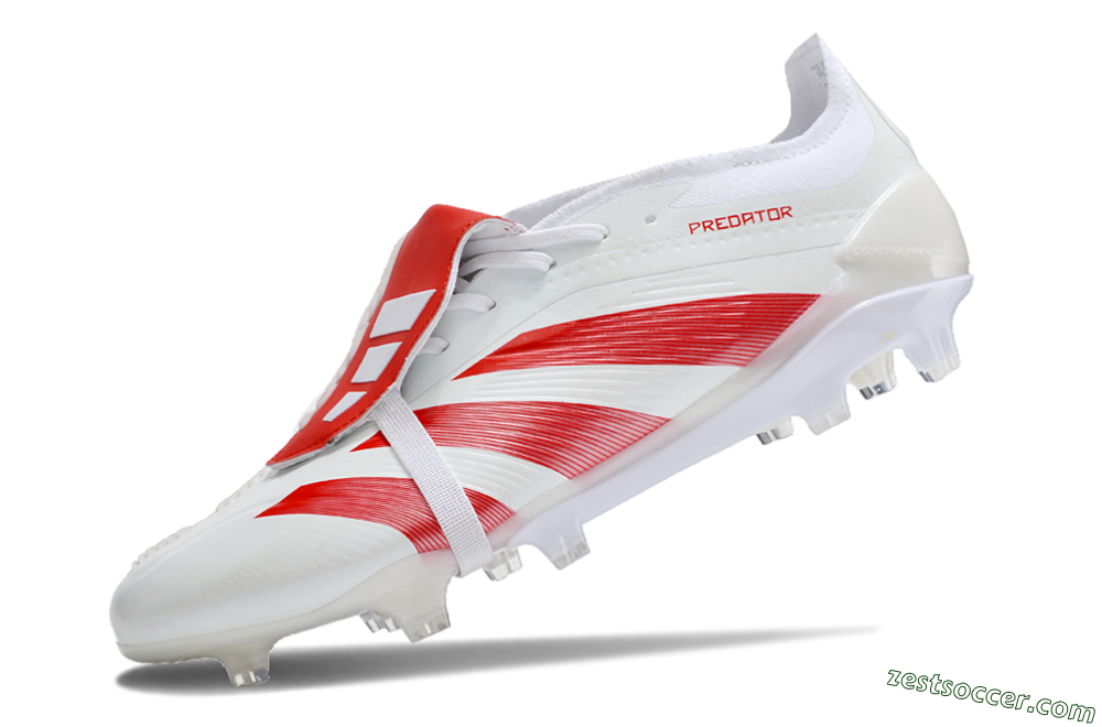 Adidas Predator Elite Foldover Tongue FG Low-Tops Soccer Cleats - Beige/Red/White 5