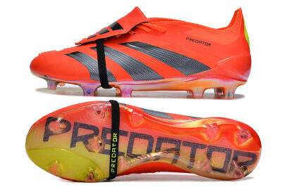 Adidas Predator Elite Foldover Tongue FG Low-Tops Soccer Cleats - Red/Black/Yellow