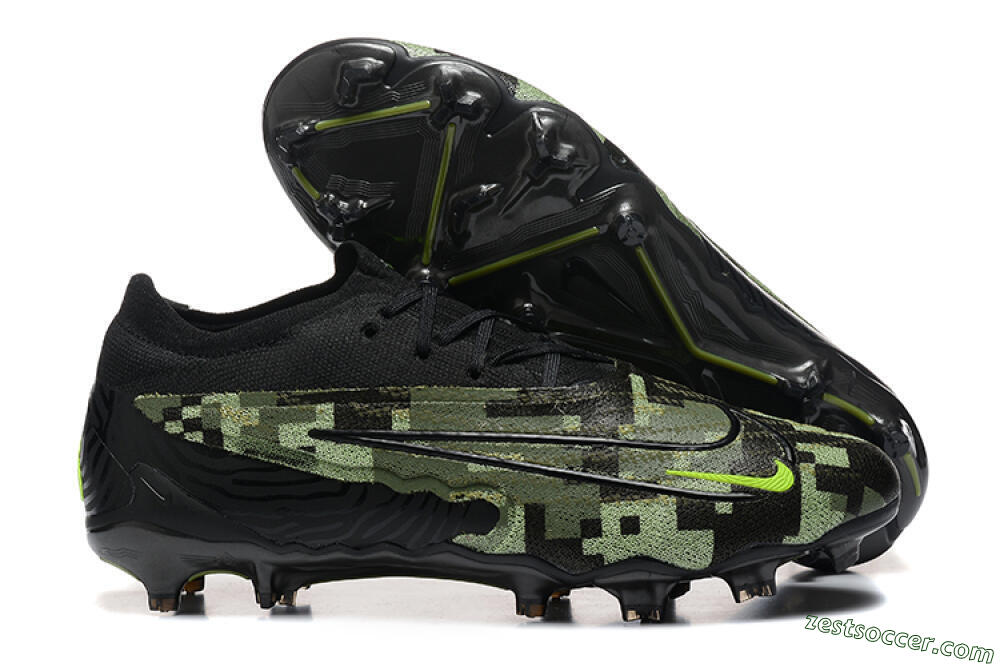 Nike Phantom GX Elite FG Low-Tops Soccer Cleats - Black/Camo/Yellow 0