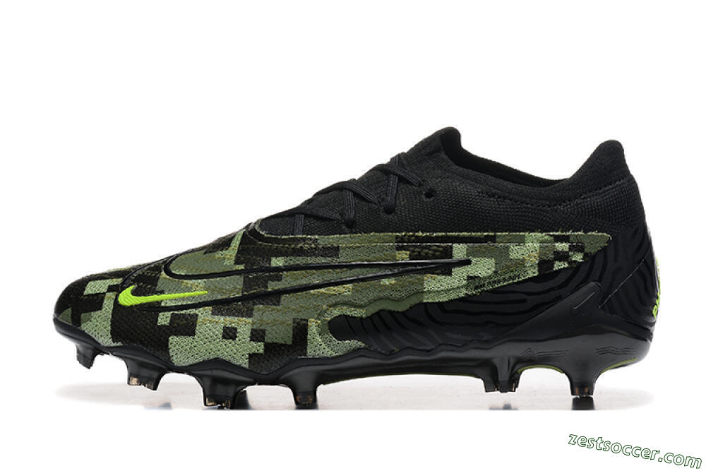 Nike Phantom GX Elite FG Low-Tops Soccer Cleats - Black/Camo/Yellow 2