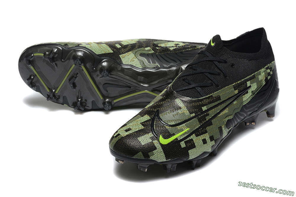 Nike Phantom GX Elite FG Low-Tops Soccer Cleats - Black/Camo/Yellow 3