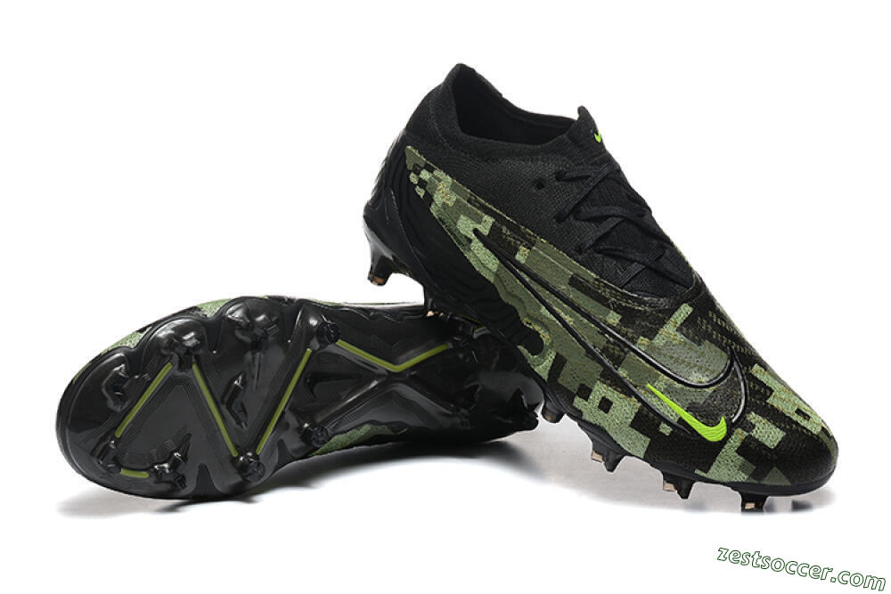 Nike Phantom GX Elite FG Low-Tops Soccer Cleats - Black/Camo/Yellow 4