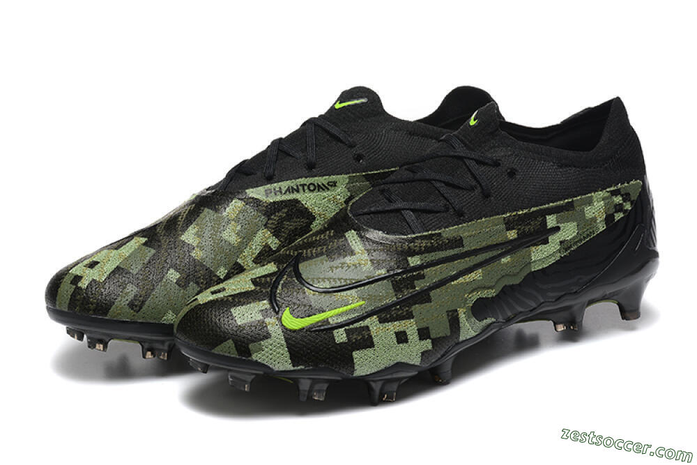 Nike Phantom GX Elite FG Low-Tops Soccer Cleats - Black/Camo/Yellow 5