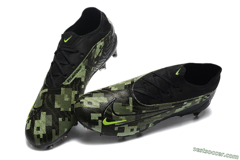 Nike Phantom GX Elite FG Low-Tops Soccer Cleats - Black/Camo/Yellow 6
